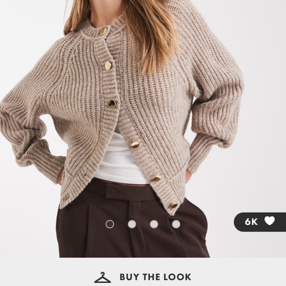 ASOS Taupe Cardigan with Gold Buttons